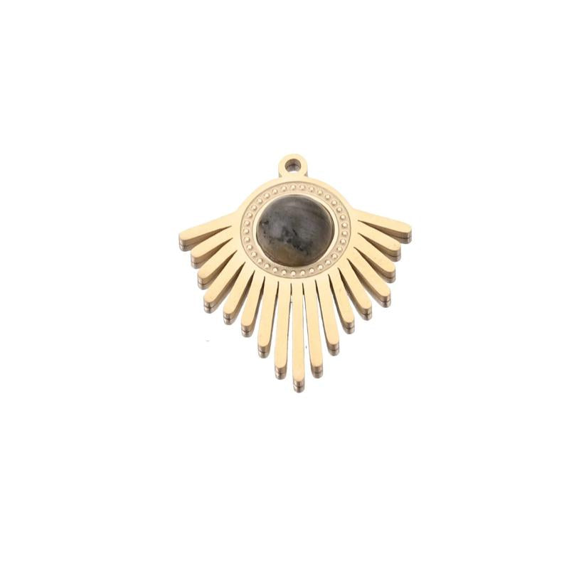 4pcs Boho Stone & Steel Charm Pendants for DIY Jewelry Making