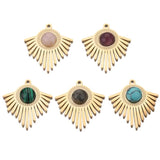 4pcs Boho Stone & Steel Charm Pendants for DIY Jewelry Making