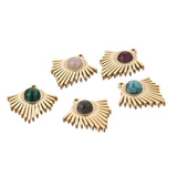 4pcs Boho Stone & Steel Charm Pendants for DIY Jewelry Making
