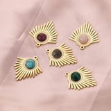 4pcs Boho Stone & Steel Charm Pendants for DIY Jewelry Making