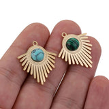 4pcs Boho Stone & Steel Charm Pendants for DIY Jewelry Making