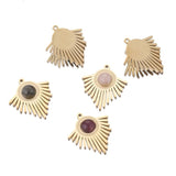 4pcs Boho Stone & Steel Charm Pendants for DIY Jewelry Making