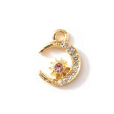 10pcs Silver Moon Charm Pendants With Rhinestones for Jewelry Making