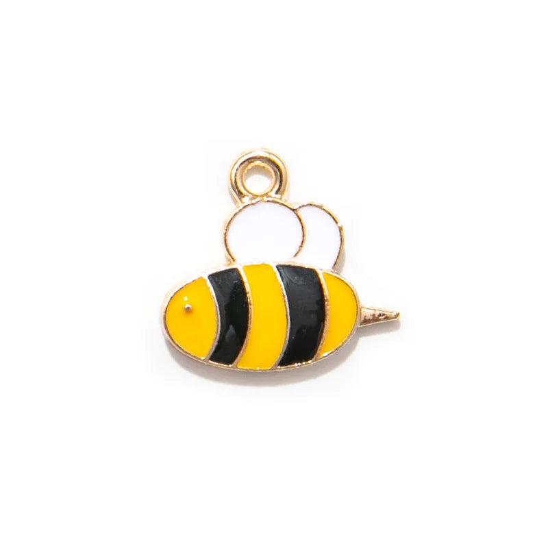 Enamel Bee Charm for Jewelry Making 14x13mm