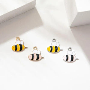 Enamel Bee Charm for Jewelry Making 14x13mm