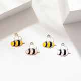 Enamel Bee Charm for Jewelry Making 14x13mm