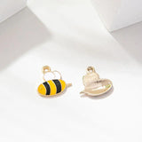 Enamel Bee Charm for Jewelry Making 14x13mm
