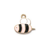 Enamel Bee Charm for Jewelry Making 14x13mm