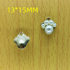 10pcs Cartoon Pearl Bear Paw Charm Footprint Charms DIY Jewelry Accessories