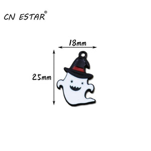 10pcs Halloween Ghost Hat Charms DIY Jewelry Alloy Pendant Earrings Keychain