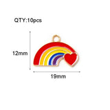 10pcs Rainbow Love Heart Drip Oil Charms for Jewelry Making
