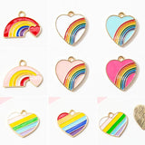 10pcs Rainbow Love Heart Drip Oil Charms for Jewelry Making