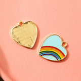 10pcs Rainbow Love Heart Drip Oil Charms for Jewelry Making