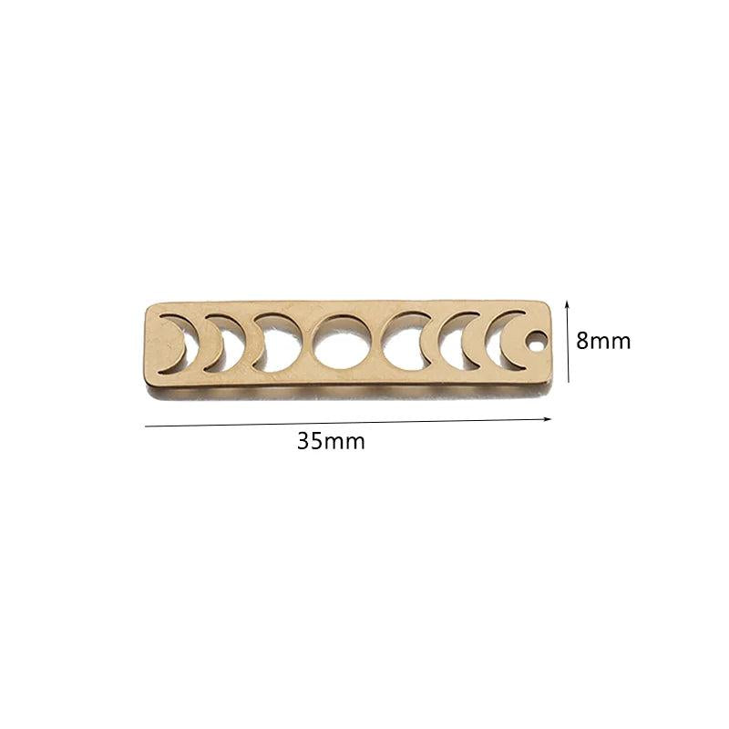 10pcs Raw Brass Moon Phase Rectangle Charms for DIY Earrings Making