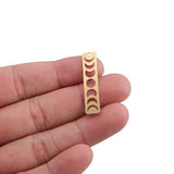 10pcs Raw Brass Moon Phase Rectangle Charms for DIY Earrings Making