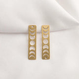 10pcs Raw Brass Moon Phase Rectangle Charms for DIY Earrings Making