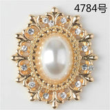 10pcs Oval Pearl Crystal Metal Charms for Garden Shoes DIY Jewelry Making