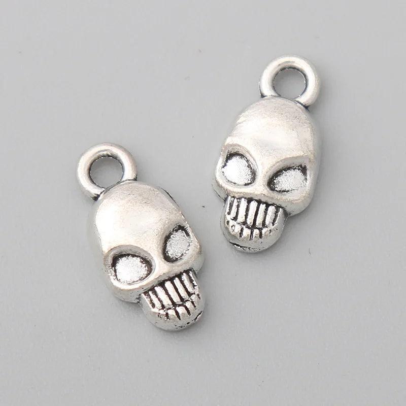 40pcs Antique Silver Skull DIY Skeleton Charms 9*17mm AAC1137