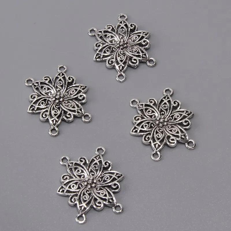 10 Pc Tibetan Silver Flower Charms Pendant Jewelry Making Supplies