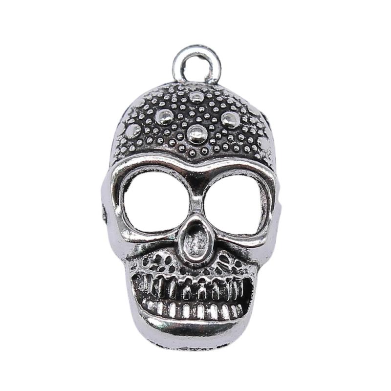 10pcs Skull Charms Antique Silver Plated For Jewelry Making Zinc Alloy Charms