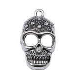 10pcs Skull Charms Antique Silver Plated For Jewelry Making Zinc Alloy Charms