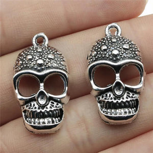 10pcs Skull Charms Antique Silver Plated For Jewelry Making Zinc Alloy Charms