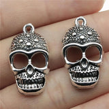 10pcs Skull Charms Antique Silver Plated For Jewelry Making Zinc Alloy Charms