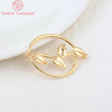 10PCS 24K Plated Brass Round with Leaves Pendants Charms