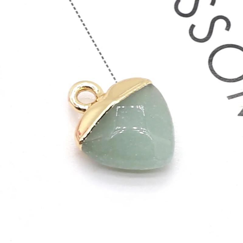 3Pcs Natural Gem Stone Charms Faceted Heart Quartz Aventurine Jades Pendant
