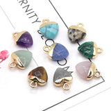 3Pcs Natural Gem Stone Charms Faceted Heart Quartz Aventurine Jades Pendant