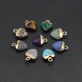 3Pcs Natural Gem Stone Charms Faceted Heart Quartz Aventurine Jades Pendant