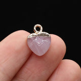 3Pcs Natural Gem Stone Charms Faceted Heart Quartz Aventurine Jades Pendant