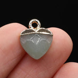 3Pcs Natural Gem Stone Charms Faceted Heart Quartz Aventurine Jades Pendant