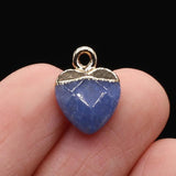 3Pcs Natural Gem Stone Charms Faceted Heart Quartz Aventurine Jades Pendant