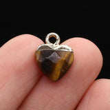 3Pcs Natural Gem Stone Charms Faceted Heart Quartz Aventurine Jades Pendant