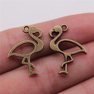 20pcs Flamingo Charms Antique Silver/Bronze Plated for Jewelry Making