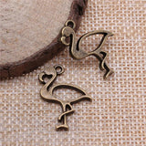 20pcs Flamingo Charms Antique Silver/Bronze Plated for Jewelry Making