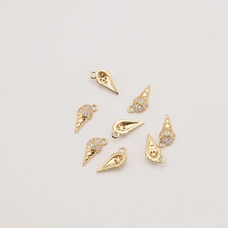 5PC Ice Cream Zircon Charms Pendants for DIY Jewelry Making JA0578