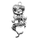 4pcs Mermaid Charms 54x22mm DIY Jewelry Findings Antique Silver Plated
