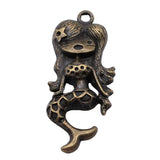 4pcs Mermaid Charms 54x22mm DIY Jewelry Findings Antique Silver Plated