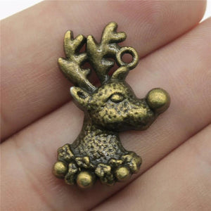 10pcs Christmas Deer Charms for Jewelry Making Antique Silver Plated