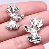 10pcs Christmas Deer Charms for Jewelry Making Antique Silver Plated