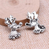 10pcs Christmas Deer Charms for Jewelry Making Antique Silver Plated