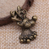 10pcs Christmas Deer Charms for Jewelry Making Antique Silver Plated