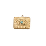 5pcs Stainless Steel Evil Eye Rectangle Stone Charm Pendants for DIY Jewelry