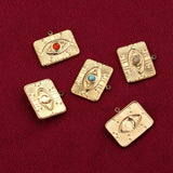 5pcs Stainless Steel Evil Eye Rectangle Stone Charm Pendants for DIY Jewelry