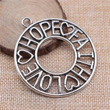 2pcs 65x58mm Big Round Charm Pendants Faith Hope Love