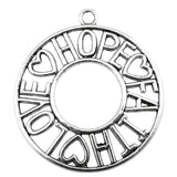 2pcs 65x58mm Big Round Charm Pendants Faith Hope Love