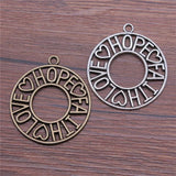 2pcs 65x58mm Big Round Charm Pendants Faith Hope Love