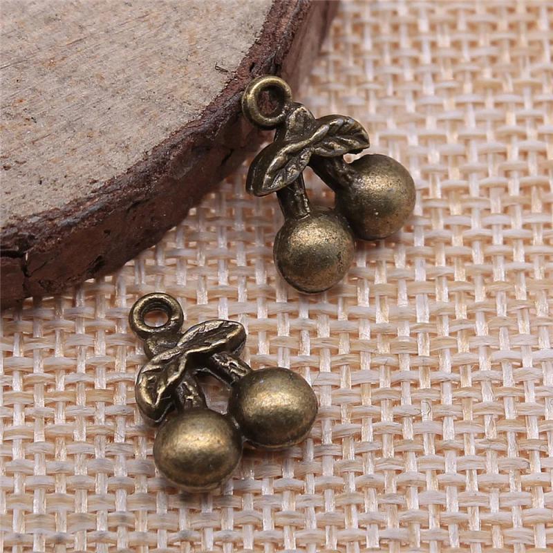 20pcs Cherry Charms 14x11mm Antique Bronze Plated Jewelry Findings